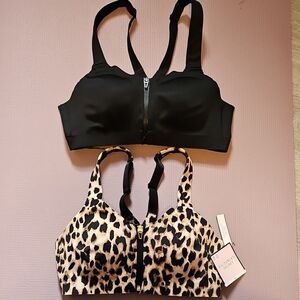 Black & Animal Print Bras- KNOCKOUT by VS Front-close Sport Bra